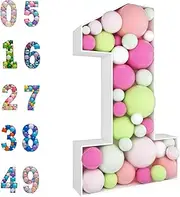 3FT Mosaic Balloon Frame Number 1 Marquee Light Up Numbers Pre-Cut Kit Thick Foam Board Decoration for Birthdays Anniversary Baby Shower…