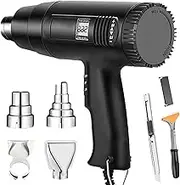 Heat Gun, Heat Gun for Shrink Tubing, hot Glue Gun, Dual Temperature Settings 122℉~1112℉ (50℃- 600℃) pistola de calor with 4 Heat Gun Attachment Nozzles Kit for Shrink Wrap Crafts Epoxy Resin