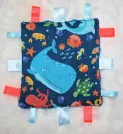 Baby Taggie | Taggy | Soft Toy | Sensory Blanket | Gift | Minky | Whale Bright