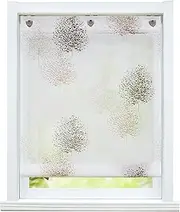 ESLIR Roman Blind No Drilling Required Roman Curtain with Eyelets Transparent Curtains with U-Hooks Eyelet Roller Blind Modern White Trees Pattern W x H 60 x 140 cm 1 Piece