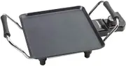 Bestron Electric Tabletop Grill, Small Plancha/Teppanyaki Griddle with Non-Stick Coating, Barbecue Fun for up to 2 People, 1000 Watt, Colour; Black, 21 x 21 cm