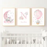 [Namly Design] Posters - Baby Elephant / Personalised / Set of 3