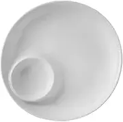 OFFSCH 1pc Dumpling Plate Ceramics Plate with Dipping Section Platter Pantry Storage Plate with Sauce Compartment Plates Dumplings Trays for Food Serving Dipping Plate Dish Gyozas White