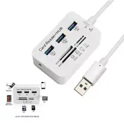 Aluminum 3 Port USB 3.0 Hub MS SD M2 TF Multi-In-1 Memory Card Reader Adapter