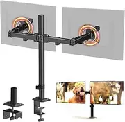 ZUMIST Dual Monitor Arm, Dual VESA Monitor Mount Stand, Dual Screen Arm Height Adjustable for 2 LCD 13-32" Gaming Screens UP to 10KG, Ergonomic VESA Mount 75mm/100mm, C-Clamp & Grommet 2-Way Assemble