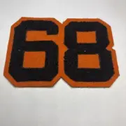 Iron Sew On Patch - 68 Letterman Orange And Black BgE