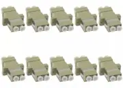 10 Pack LC-UPC Duplex Multi-Mode Fiber Optic Optical Cable Coupler Adapter Beige