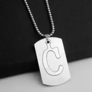 Stainless Steel Initial Pendant Necklace Alphabet Letter C.