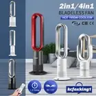 2In1 Bladeless Fan Cooler Heater Hot Fan Oscillating Air Cool w/Remote Control