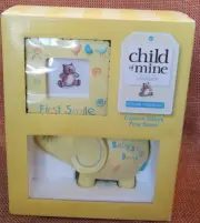 CARTERS CHILD OF MINE BABY FIRST YELLOW ELEPHANT BANK +SMILE PHOTO FRAME UNISEX