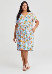 [Virtuelle] Taking Shape Natural Holiday Pocket Dress Size 16 in Orangina Print - Plus Size Women's Dresses Orangina Print