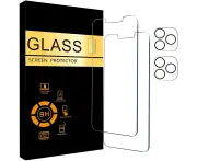 [2+2] 2Pack Tempered Glass Screen Protector for iPhone 13 Pro Max [6.7 inch] & 2Pack Camera Lens Protector Premium HD Case Friendly Film for Apple iPhone