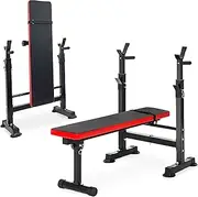 BalanceFrom Multifunctional Workout Station Adjustable Olympic Workout Bench with Squat Rack, Leg Extension, Preacher Curl, and Weight Storage