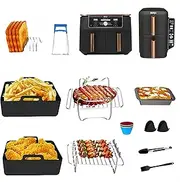 Air Fryer Accessories for Ninja Double Stack Air Fryer SL400UK, AF400UK, SL400UKCP, Tower Vortex T17088, Cookwise 9L, Silicone Air Fryer Liners, Stainless Cooking Rack(11Pcs)