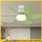 Ceiling Fan LED Lamp E27 Socket Fan Light Remote 42cm (Green Crystal Shell) .