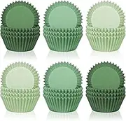 Whaline 600Pcs Green Cupcake Liners Sage Green Dark Green Light Green Baking Cups Gradient Green Wedding Cupcake Wrappers for Wedding Bridal Baby Shower Birthday Party