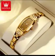 OLEVS Women's Luxury Quartz Watch Tungsten Steel Band Tonneau Diamond Waterproof