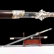 Generic 115cm Medieval Damascus Steel Tang Sword God Beast Flying Clouds Kung Fu Katana Martial Arts Samurai one-Piece Sharp Weapon Katana