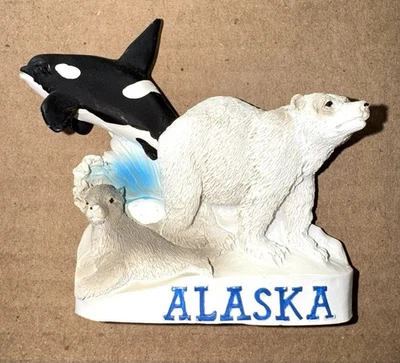 Alaska Orca Polar Bear Seal 3D Resin Magnet Collectible Tourist Souvenir