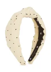 Lele Sadoughi Cream Polka-dot Silk Headband One Size