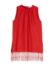 fringed ruched linen blouse IT40,IT42 Red