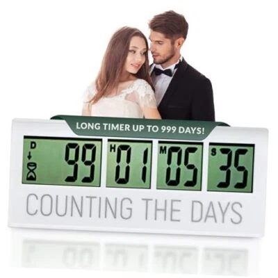 Counting the Days Countdown Clock - Up to 999 Days LCD Digital Timer - Easy to