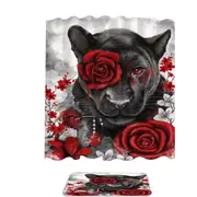 Art Painting Ruby Rose Panther and Hummingbird Shower Curtain