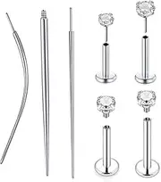 [QWALIT] Piercing Assistant Tool Piercing Jewelry Ball Grabber Septum Ball Screw Tool for Changing Jewelry Piercings Screw on Tools 16g Labret Lip Earring Balls Replacement Tools Piercings Holder, Metal