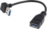 Cablecc USB 3.0 Type-A Male to USB 3.0 Type-A Female Extension Cable 20cm 5Gbps 90 Degree (Down Angled)