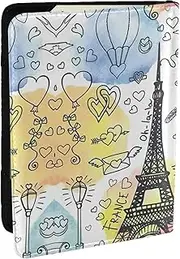 [EdWal] French Paris Tour Eiffel Tower Print Passport Cover with Credit Card Holder Leather Passport Case, for Women Men Family ID Travel, Black, One Size