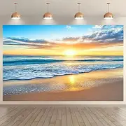 Landscape Beach Sunset Hanging Tapestry Wall Art Large Tapestry Mural Decor Photograph Backdrop Blanket Curtain Home Bedroom Living Room Decoration