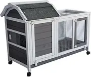 YES4PETS Rabbit Hutch Cat House Cage Guinea Pig Ferret Cage with Wheels