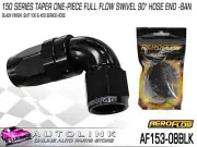 AEROFLOW 150 SERIES TAPER ONE-PIECE FULL FLOW SWIVEL 90° HOSE END -8AN AF153-08B