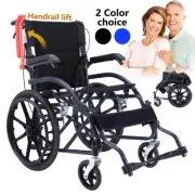 20" Foldable Wheelchair Park Brakes Lightweight Armrest Free Flip for Elderly AU