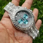 Men Luxury Hip Hop White Gold PT Metal Full Iced Band Clubbing Fashion Watch