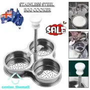 3 Holes Stainless Steel Egg Poacher Poaching Pan Steamer Boiler Cooker Mold