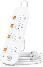 Powerboard with Switch, MKSENSE 4 Widely Outlet Power Strip, Surge Protector Mountable Powerboard, 5FT Extension Power Cord, Independent Overload Switch Power Strip for Home Office