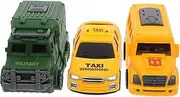 Milisten 3Pcs Cartoon Pull Back Car for Miniature Cars Police School Bus and Taxi Fun Parent Interactive Plaything