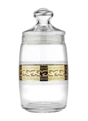 37 oz Condiment Kitchen Canister with Gold Ornament Food Storage Glass Jar