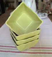 Sur la Table set of 4 Square Baking Serving Bowls 5"sq Chartreuse Green Portugal