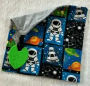 Baby GIft Lovey Astronaut Pacifier Holder Minky Cotton Outer Space Soother