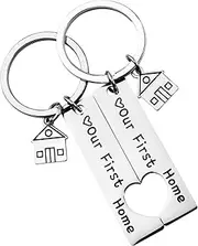 [Enkrio] Our First Home Keychain Housewarming Gift New Home Keychains for New Homeowner Valentines Day Gifts for Him Boyfriend Girlfriend Husband Wife Couple