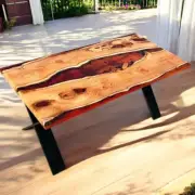 48"x24" Luxury Epoxy Resin Table Handmade Wood & Resin Dining Table Hallway Deco