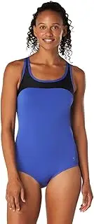[Speedo] Women's One Piece Swimsuit-Pebble Texture Moderate Cut, Light Bra Support