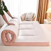 Japanese Style Floor Mattress Futon,Portable and Foldable Camping Mattress,Soft and Fluffy Student Dormitory Sleeping Mats for Guest Bed(Pink,Full(47.3" x 80"))