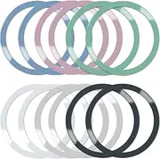 12 Pieces Magnetic Wireless Charger Universal Metal Rings with Sticker, 6 Colors, Ultra Thin Metal Rings Compatible with MagSafe Wireless Charger Car Charger on Most Smartphone