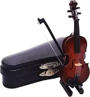 1:12 Mini Violin Miniature Musical Instruments Tiny Violin with Stand Bow Case Miniature Violin for Dollhouse Decoration