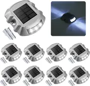 8-Pack Solar Driveway Marker Lights IP67 LED Step Deck Dock Light-(cool white)