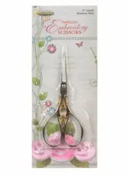 Sullivans 4 Inch Silver/Gold Teardrop Handle Heirloom Embroidery Scissors 38209