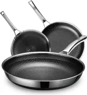 Nonstick Hybrid 3-Piece Frying Pan Set, PFOA Free, Induction Safe